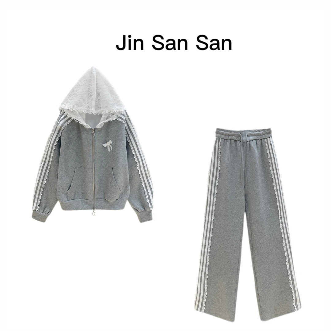 金三三【情深雨蒙】春季新款卫衣外套+裤子休闲女士套装H1356