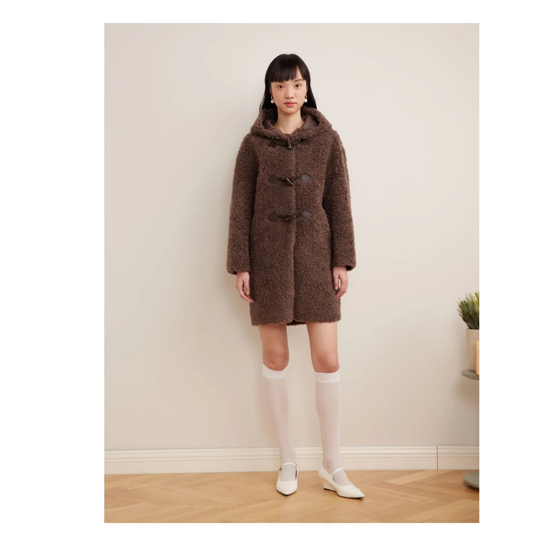 Goodland美地2024冬季新款气质休闲羊剪毛毛呢外套LC34580430