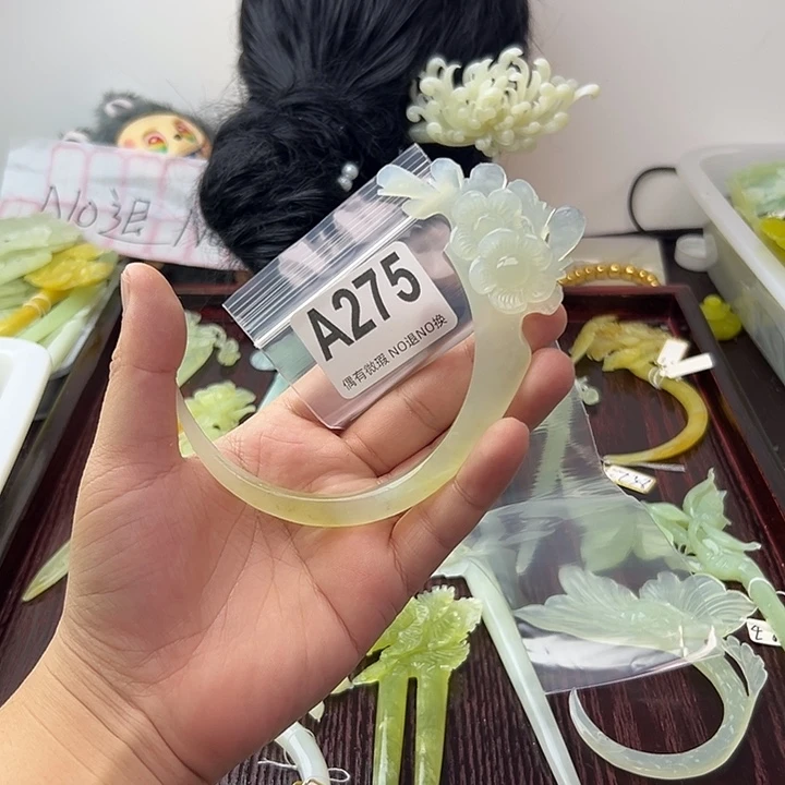 艺***司蛇纹石玉合金发饰