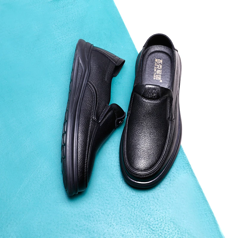 【清仓】休闲皮鞋男士夏季一脚蹬爸爸鞋子50-60岁软底防滑乐福鞋