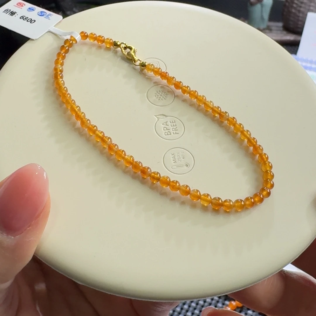 翡翠颈饰未镶嵌高冰黄翡小米珠3mm