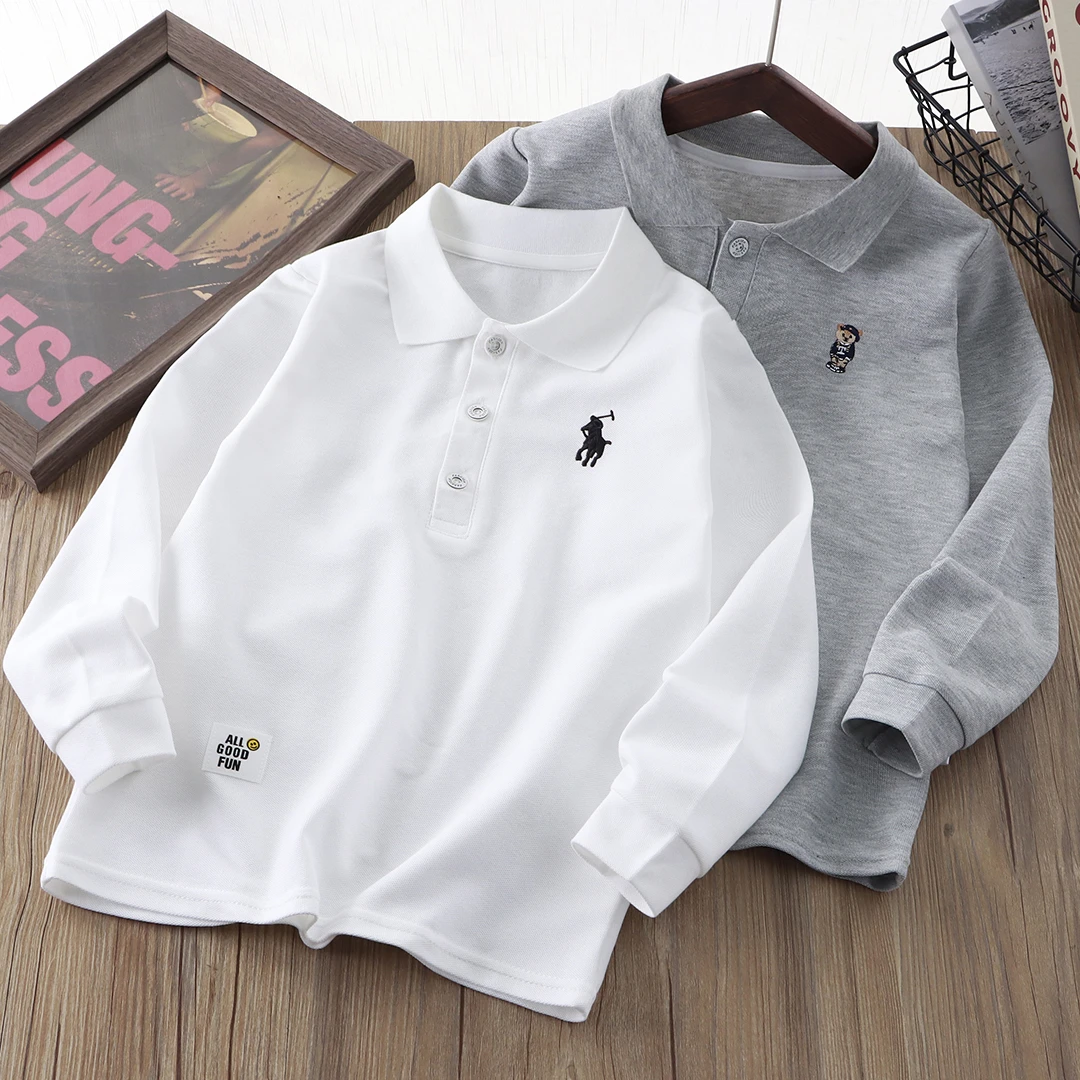 2025新款春季洋气长袖T恤儿童polo衫新款宝宝翻领上衣休闲韩版