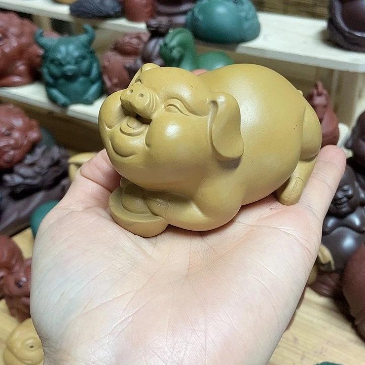 骑***箭紫砂茶宠宜兴紫砂猪