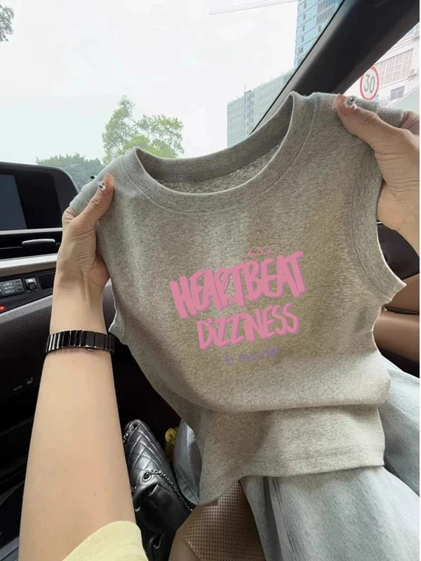 新款遮副乳上衣夏季打底内搭外穿无袖t恤棉质灰色工字运动背心女