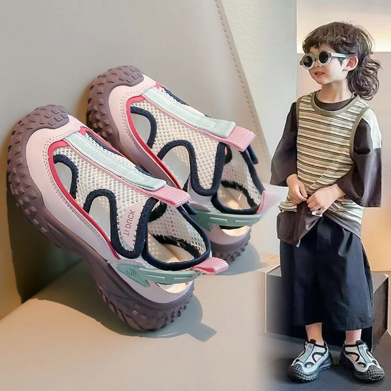女童溯溪凉鞋夏季新款镂空透气单网鞋儿童徒步鞋男童运动凉鞋包头