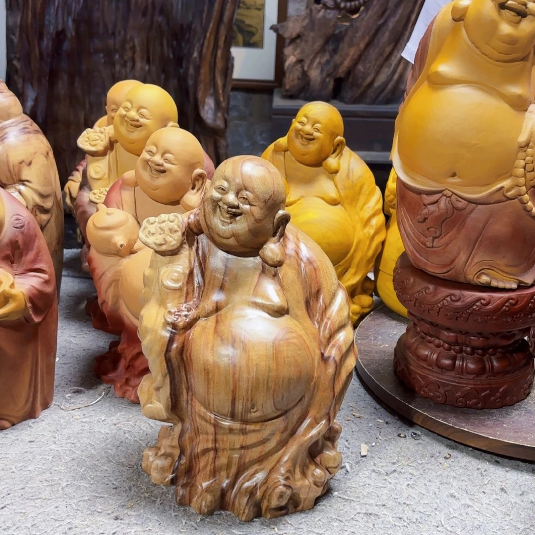 朝***跑香樟木如意弥勒佛香樟木