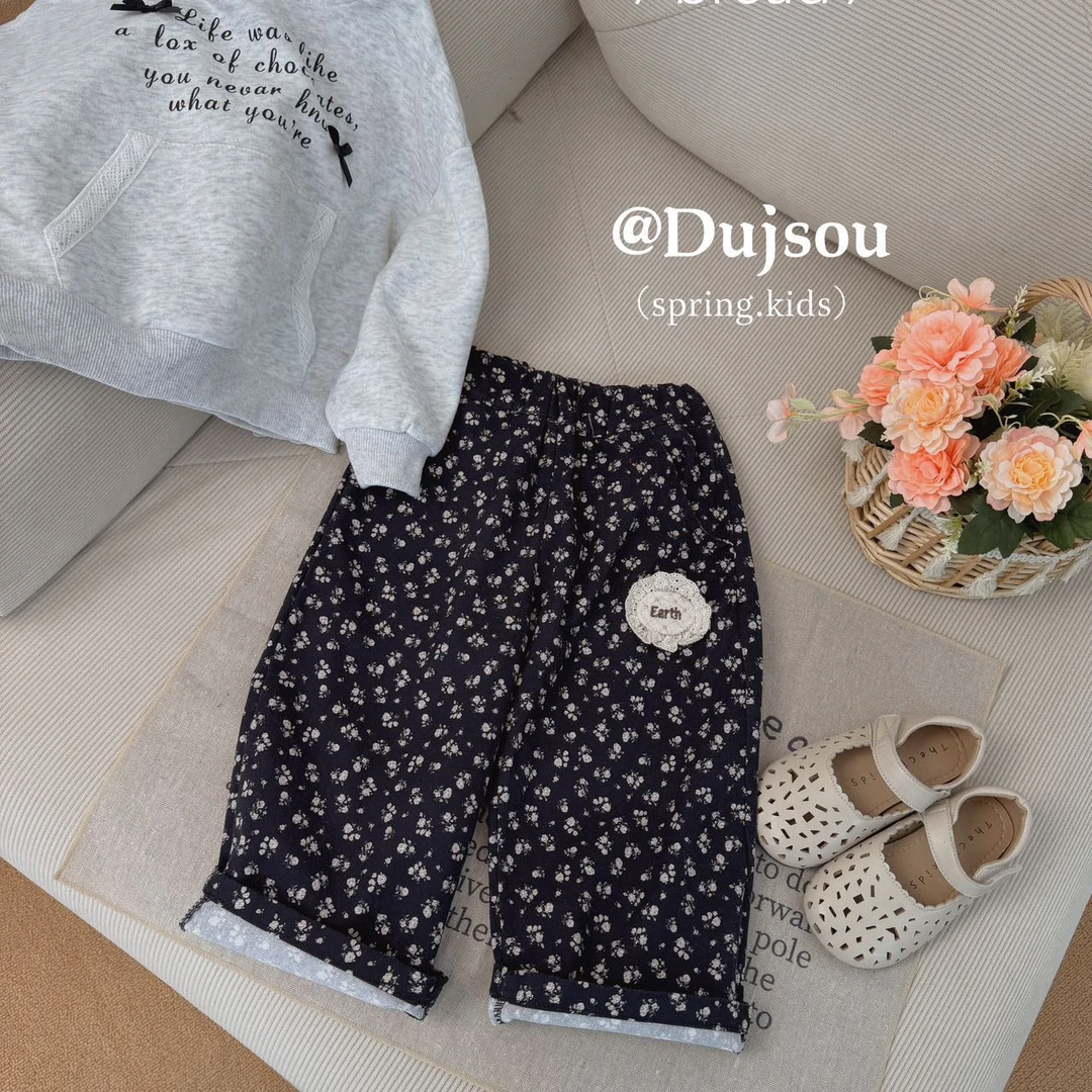 【新疆包邮】春季新款黑色碎花裤M102