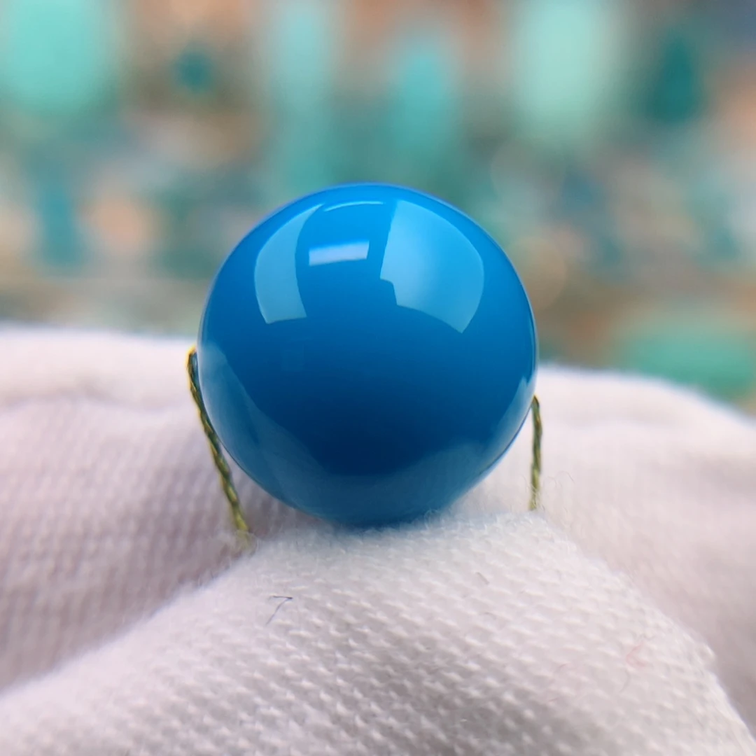 绿松石珠宝奇石未镶嵌10.8mm暴力蓝