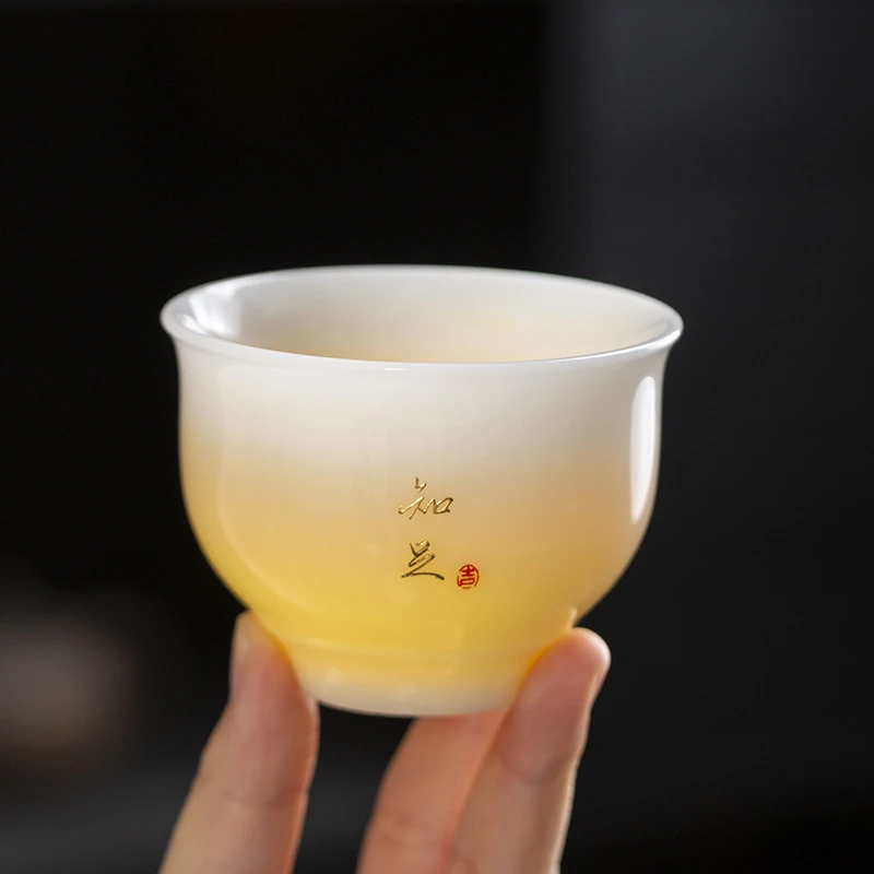 大号加厚璞玉冰种135ml主人杯高档茶具羊脂玉瓷中式单个品茗杯