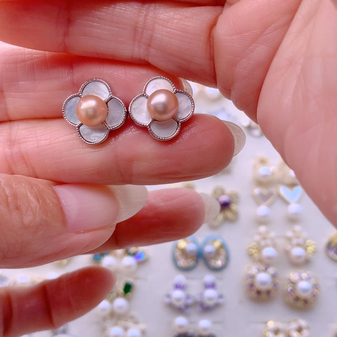 淡水珍珠耳饰合金