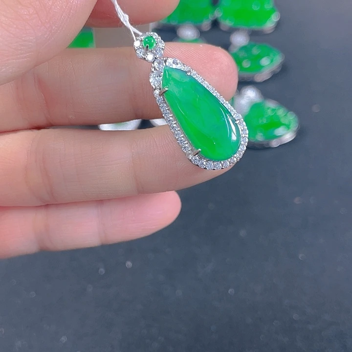 翡翠银S925镶嵌吊坠(不含链)
