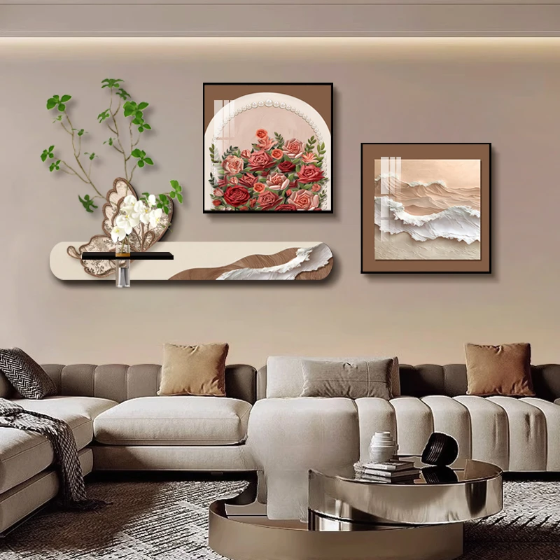 现代简约客厅装饰画水培绿植花海景壁画轻奢高级感沙发背景墙挂画