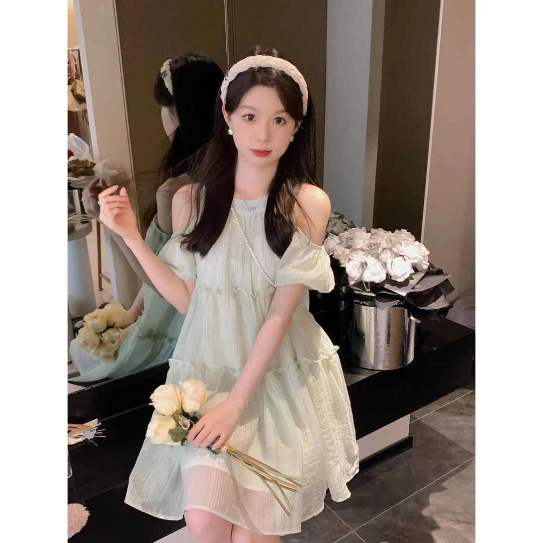 【年末青仓】安璃 薄荷曼波~木耳花边甜美蛋糕裙连衣裙 88100
