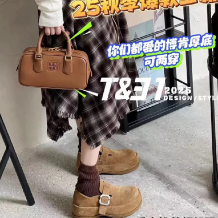 T31潮牌2025秋冬复古大头勃肯鞋一脚蹬卡扣甜酷时髦休闲勃肯鞋潮