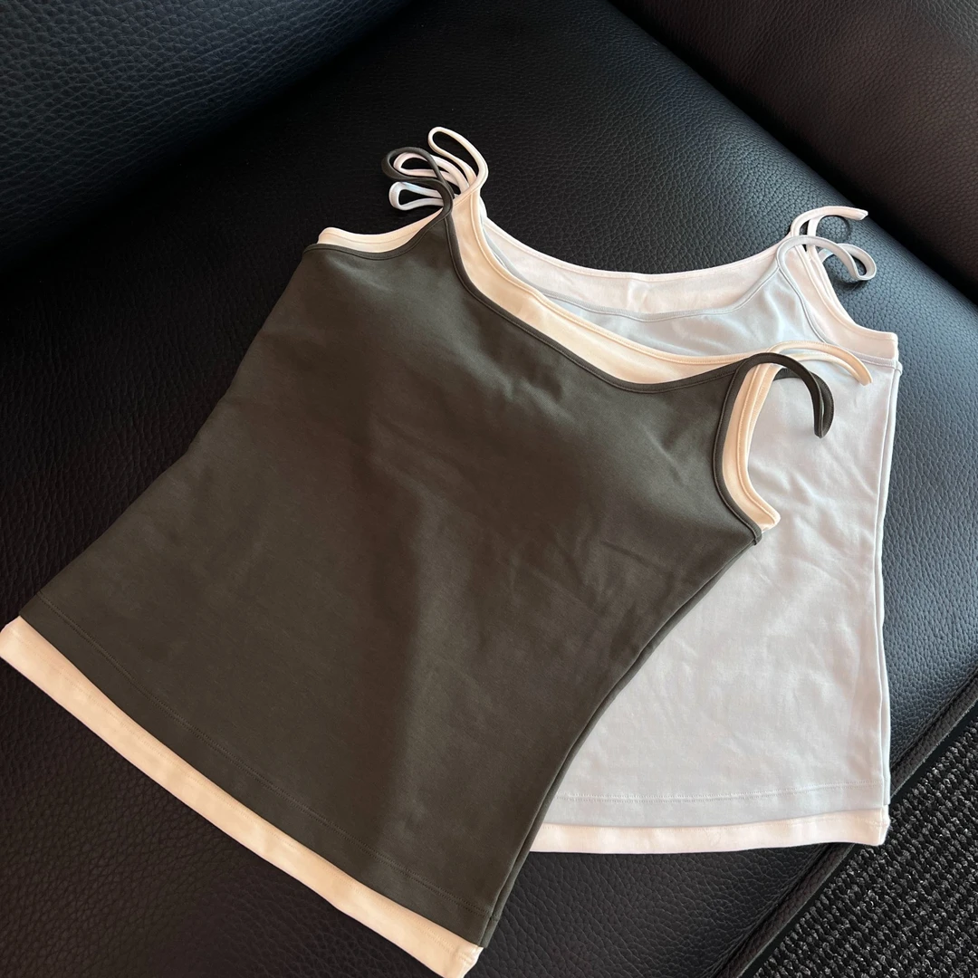 WZH7595简约极简风修身型休闲风吊带背心外穿时尚瑜伽百搭纯色