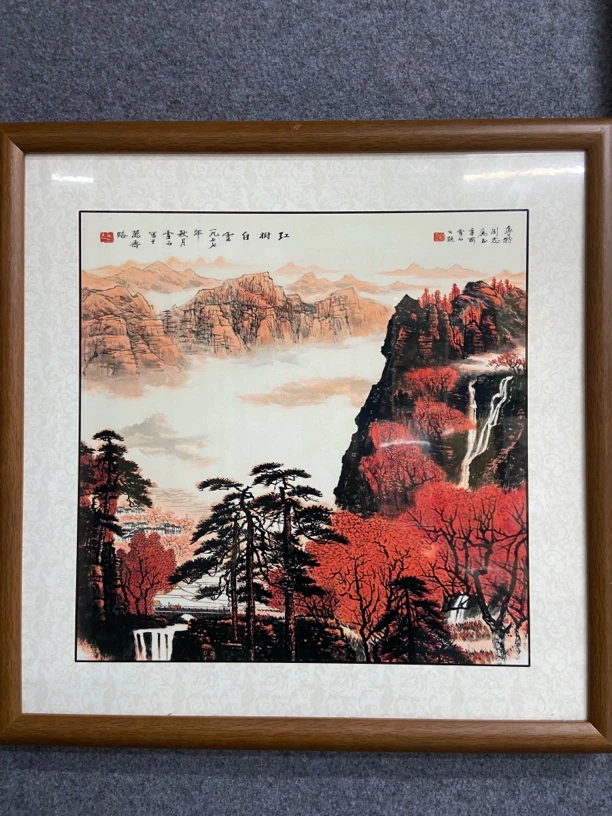 A《红树白云》装饰画木框玄关客厅民宿挂画