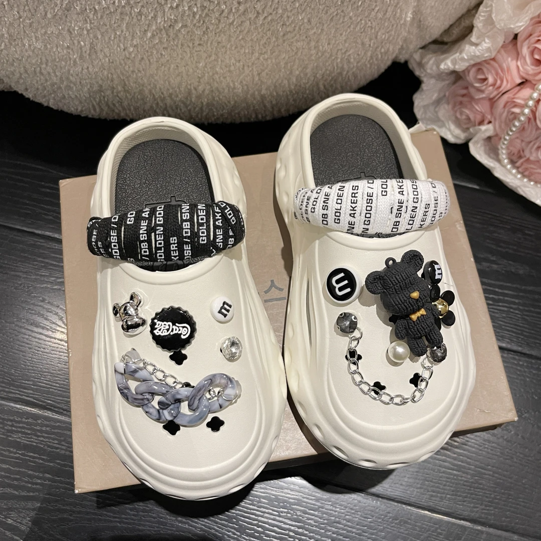 新款仙女风拖鞋女夏外穿厚底包洞洞鞋2025年新款明星同款网红鞋子