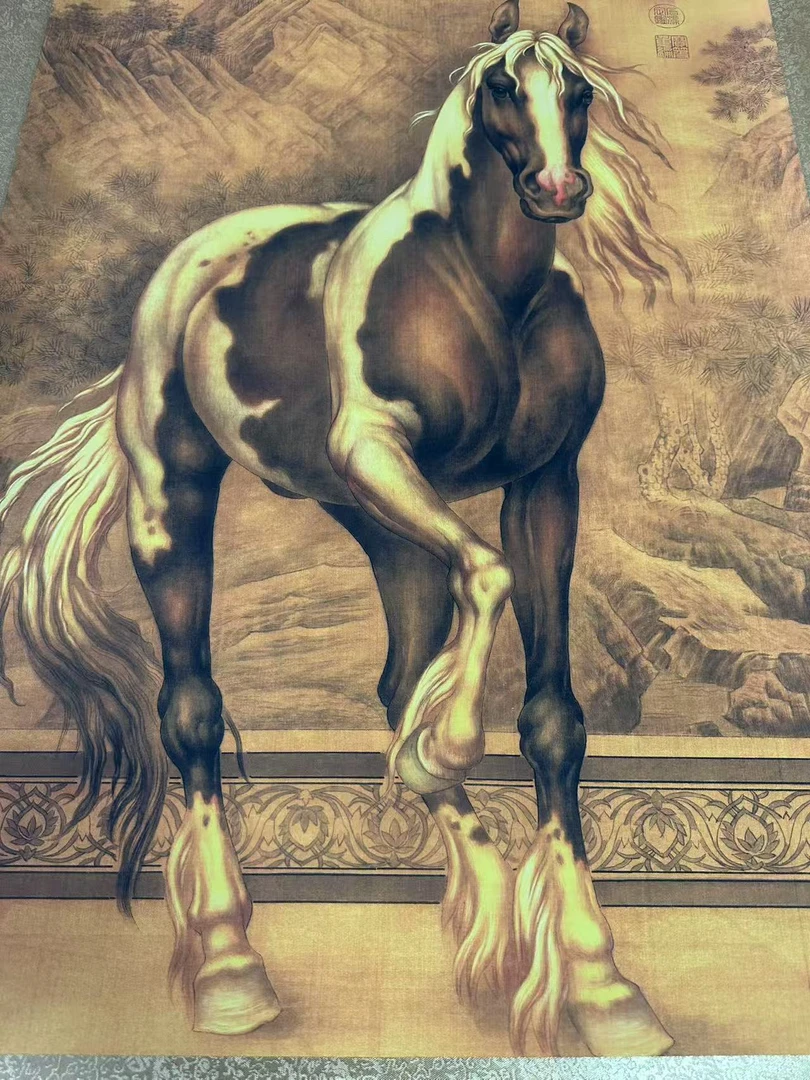 立轴马国画山水古画字画客厅办公室装饰画中堂卷轴