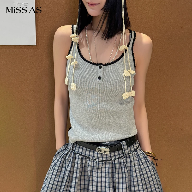 【AVVENN】简约百搭提花拼接边毛织背心25春夏MISSAS买手店