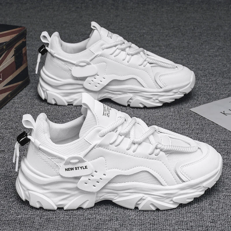 20号男鞋夏季透气新款休闲黑色运动鞋网面厚底增高老爹工作劳保鞋