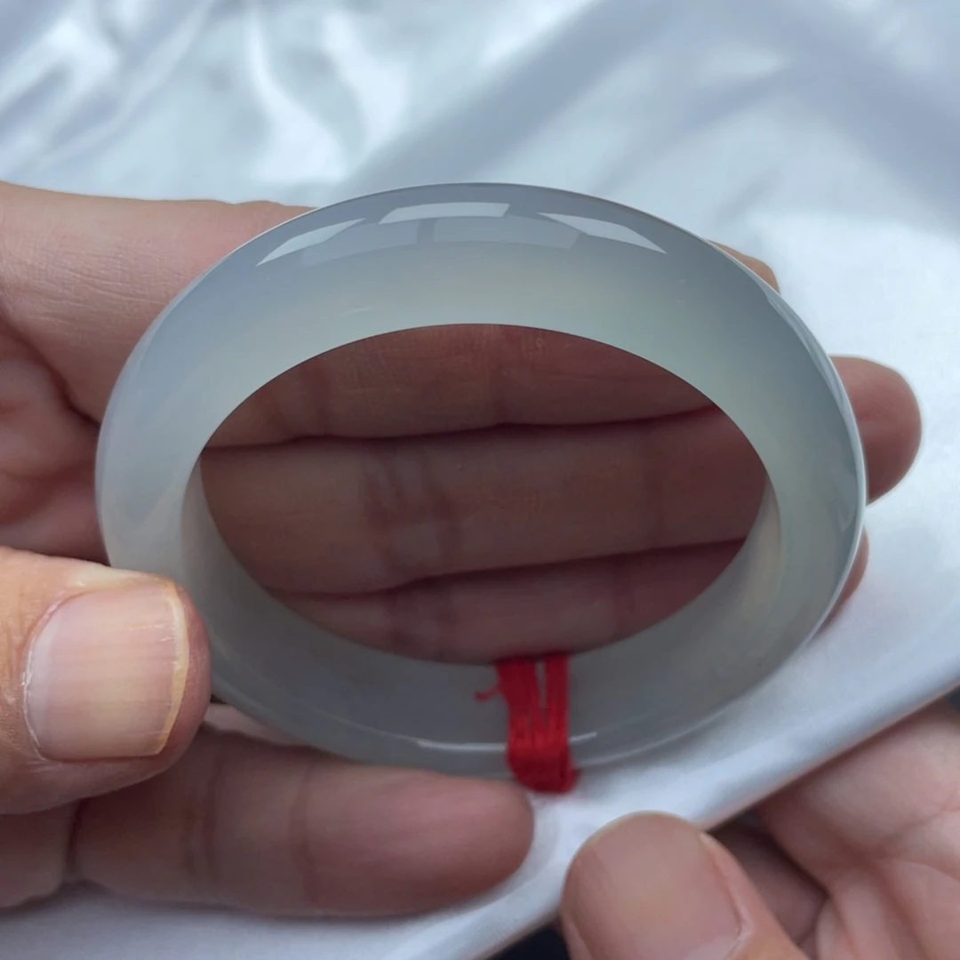 翡翠未镶嵌手镯54.6糯冰果冻底起胶起莹光种老超级细腻