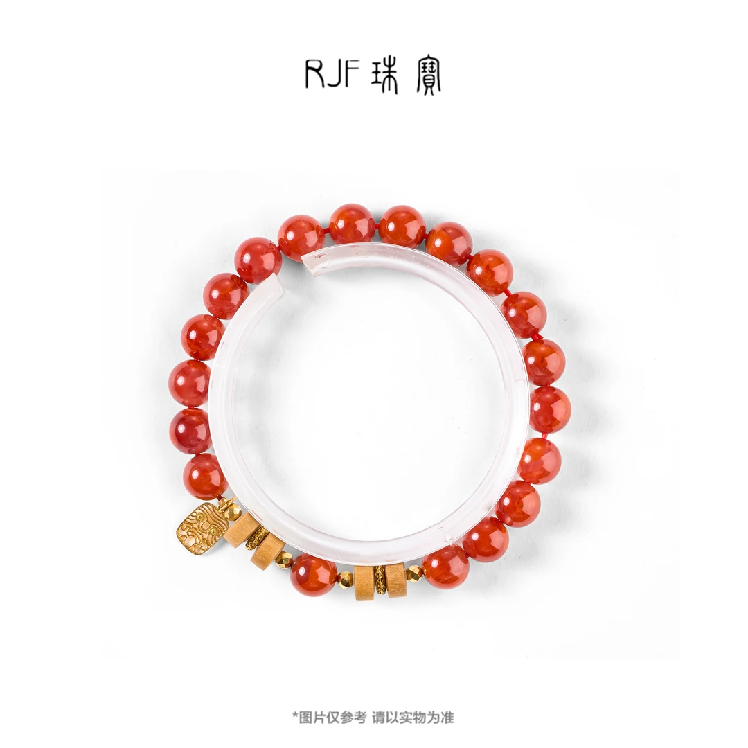 RJF【赤运】原创火焰南红手串百搭鸿运当头单圈手饰设计百搭