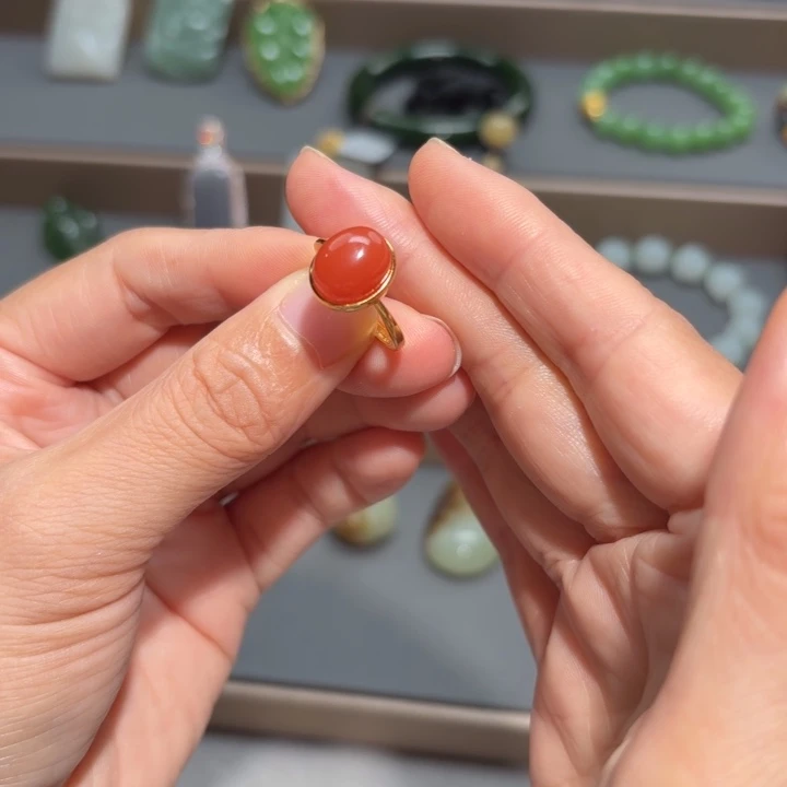 银S925镶嵌南红玛瑙戒指