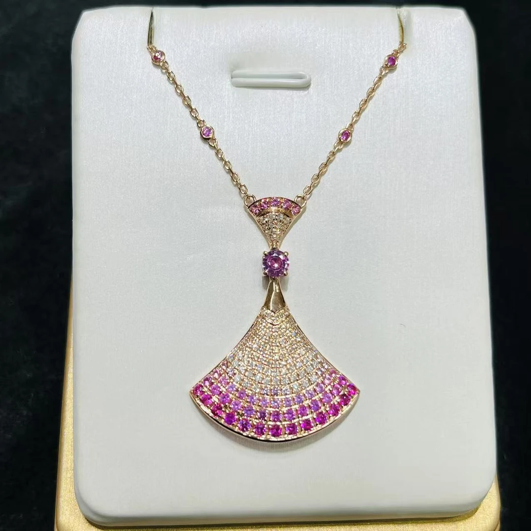 杨教授珠宝 彩色裙子项链  K玫色 18K金镶嵌钻石项链YR