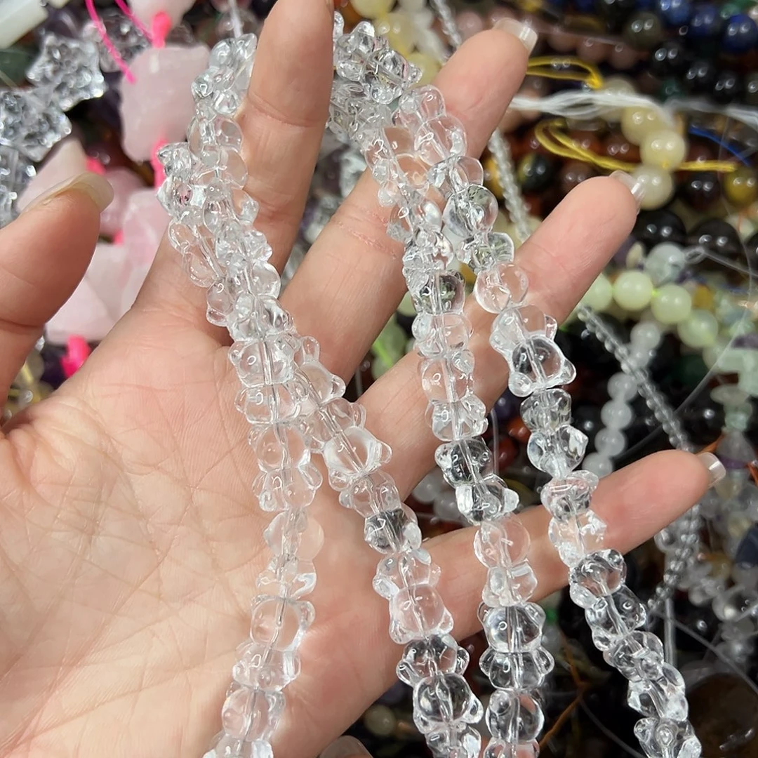 玛瑙/玉髓未镶嵌珠宝半成品，压电白水晶熊大长条