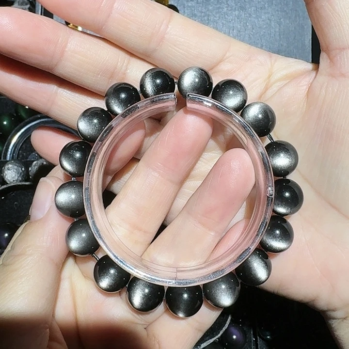 咚***黑曜岩未镶嵌手链