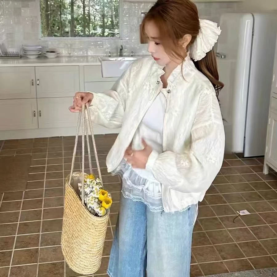 刺绣蕾丝外套重工2025夏季夹克新款宽松薄款短款防晒休闲上衣