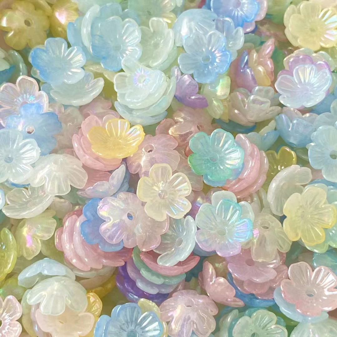 《燕子家》亚克力炫彩电镀彩色五瓣碗花瓣花托DIY手工材料饰品配件