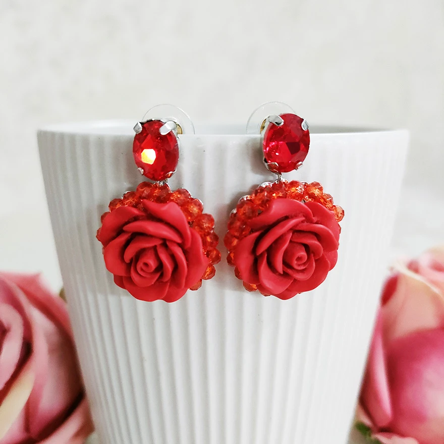 铜合金耳饰 民族风手工气质花瓣耳环2527