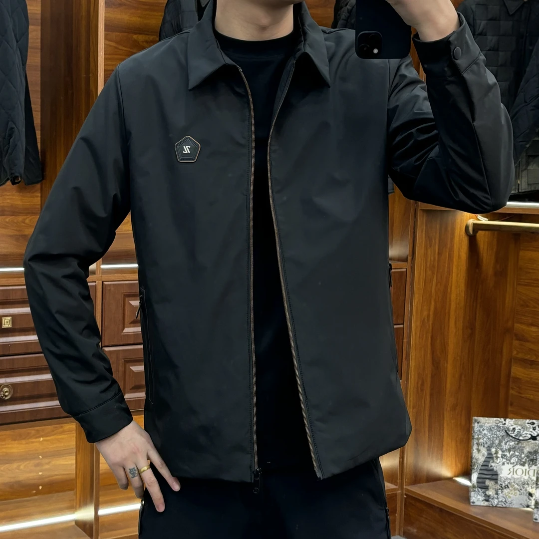 24125春季新款2025商务休闲男士百搭修身薄棉夹克外套潮流时尚