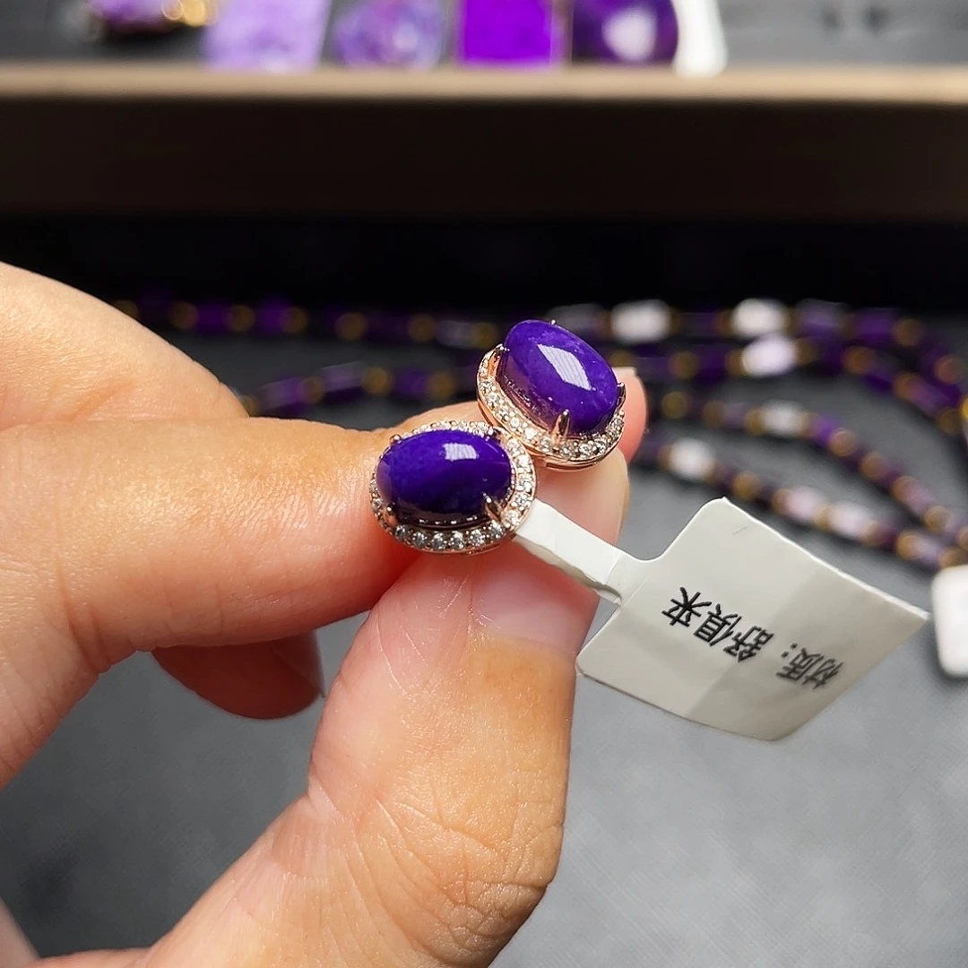 银S925镶嵌苏纪石（舒俱来）耳环