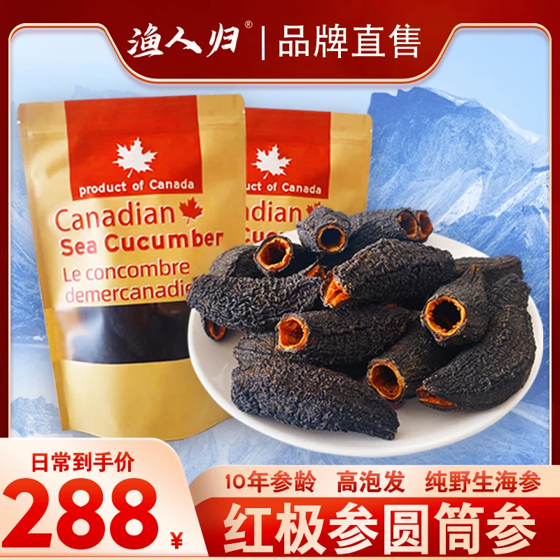筒参优质加拿大深海红极参 天然淡干海参干货 肉厚饱满 食营养高