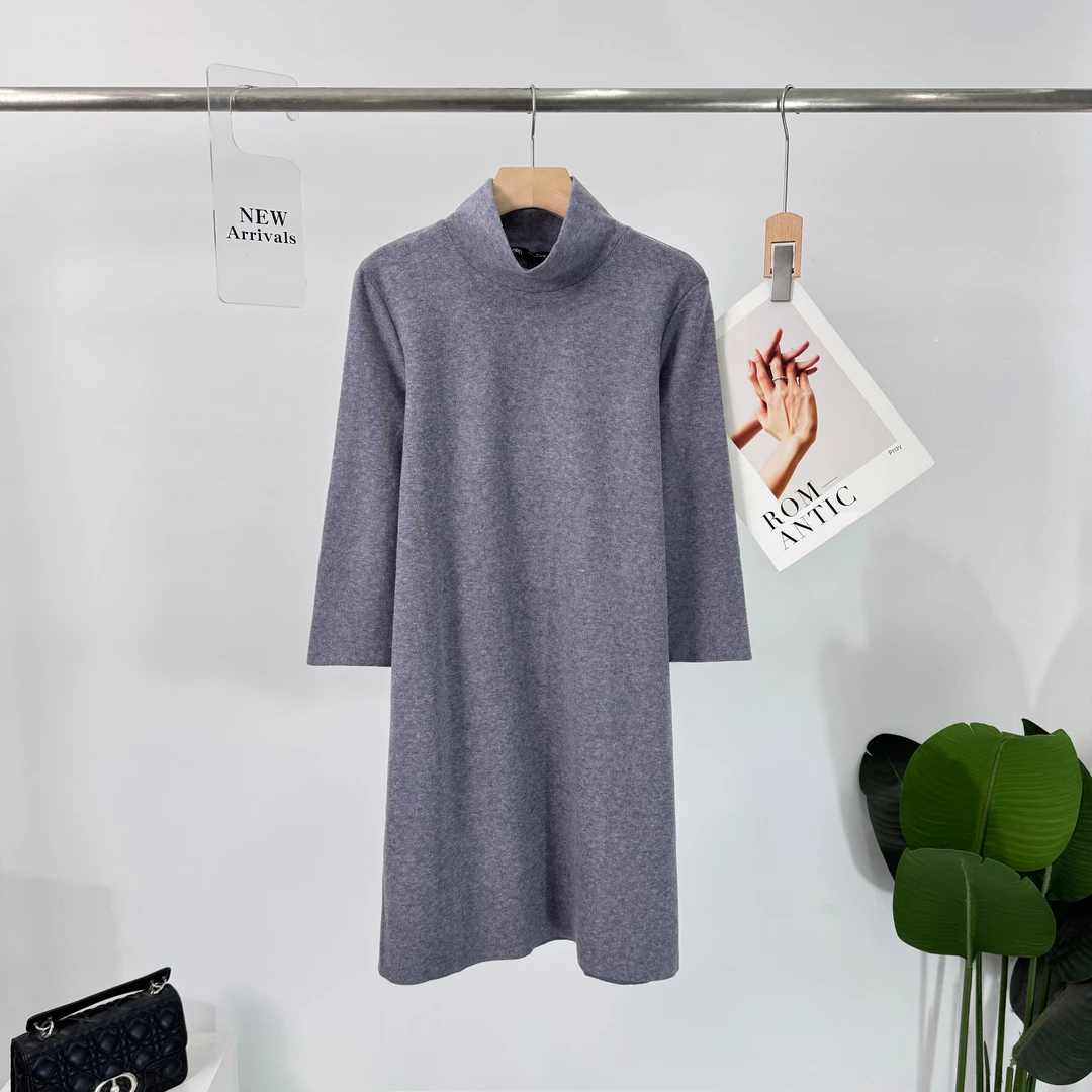 c914毛衣中长款长袖堆堆领毛针织衫半高领针织休闲时尚宽松加厚