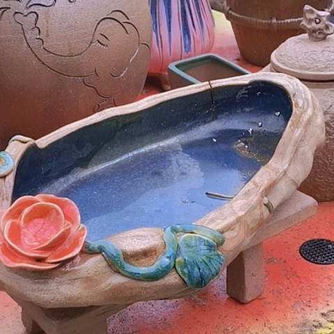 紫砂花盆长40宽21高度7无孔瑕疵