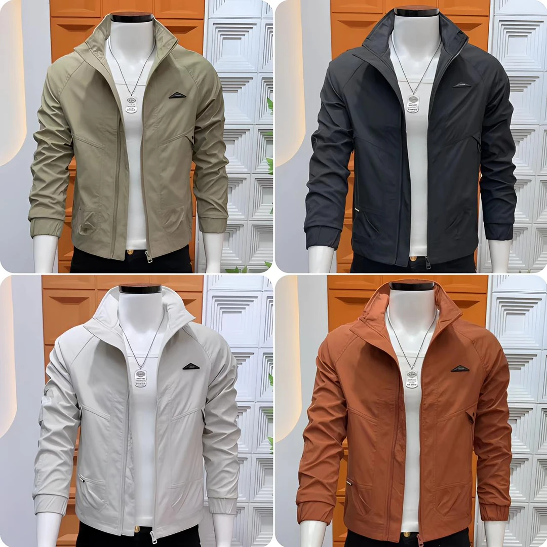 外套男款春秋季2025新款网红洋气炸街男装外套高级感修身立领夹克