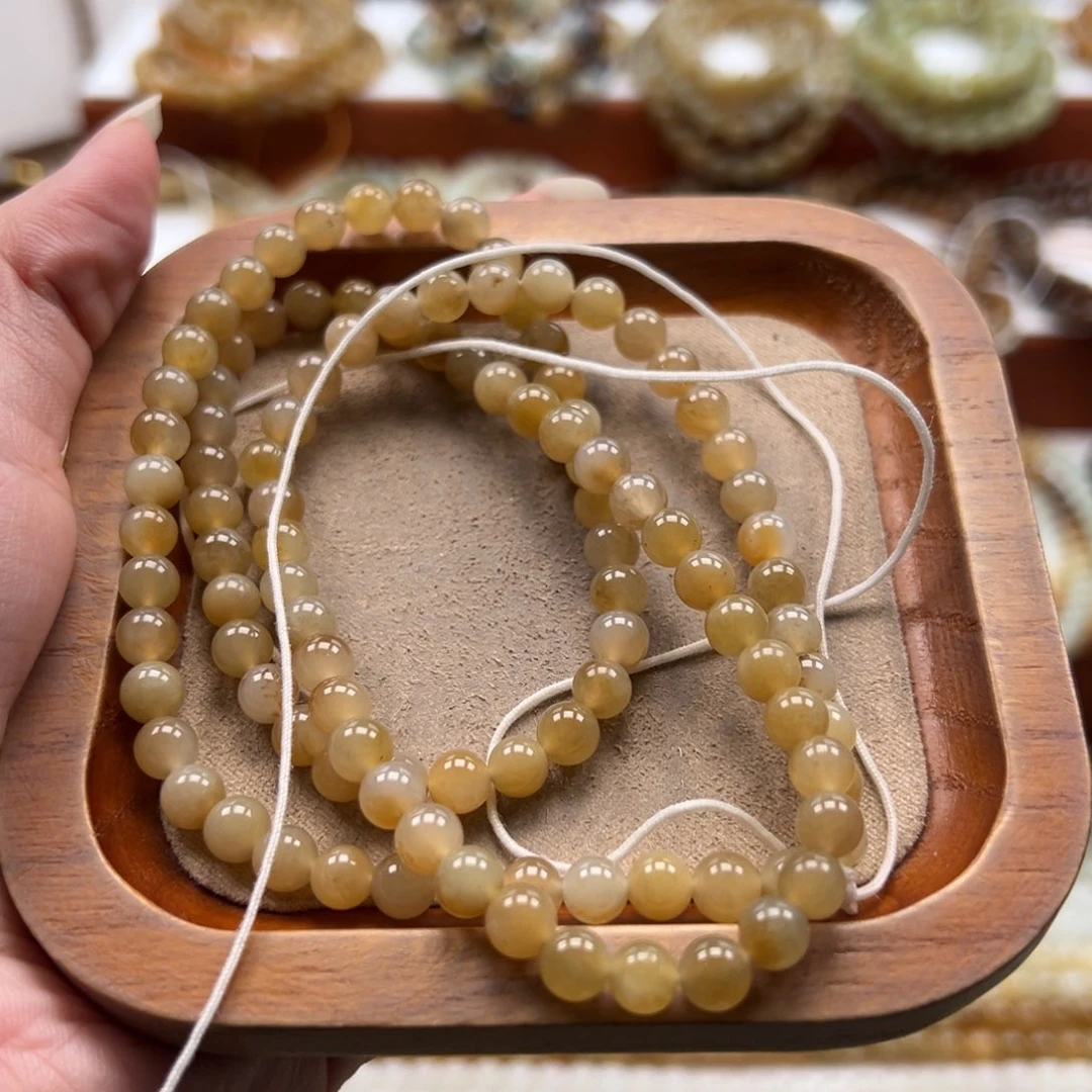 毛衣链未镶嵌和田玉珠串6mm