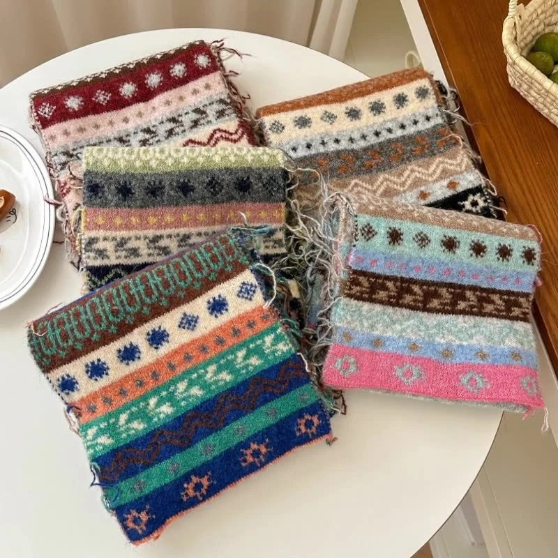 复古圣诞费尔岛潮百搭针织围巾女秋冬季新款时尚情侣保暖护颈围脖