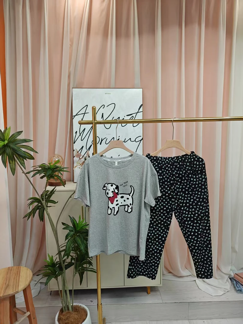 芬亿奶油小狗2025夏季新款爽棉短八短裤舒适休闲女款家居服睡衣