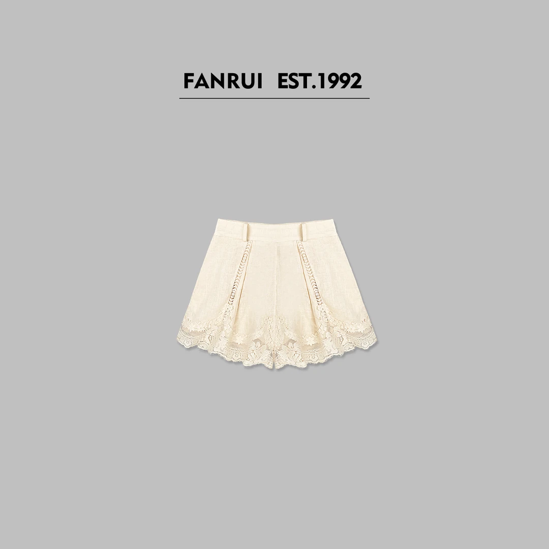 FANRUI/泛芮「半熟杏桃」棉麻别致气质甜美减龄新款蓬蓬短裤B16113