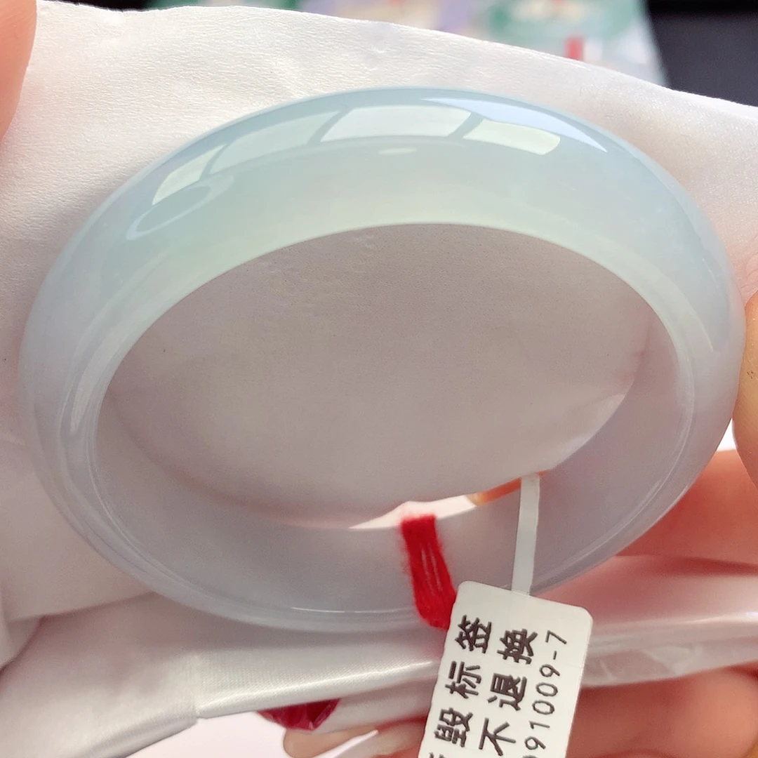 未镶嵌手镯翡翠天然A货翡翠55-56纯纯蓝天白云治愈23号