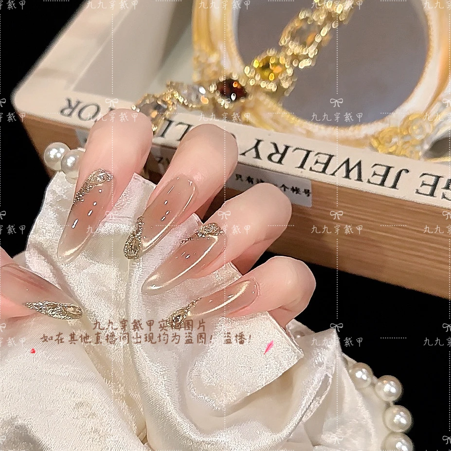 星空梦境  手工穿戴甲侧光高级猫眼夏日显白光疗美甲可拆卸穿戴甲