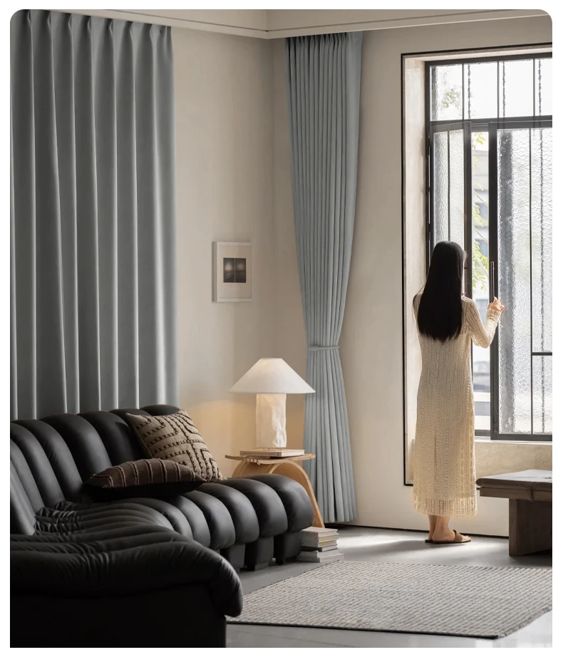 雪尼尔窗帘遮光2025新款布卧室高级感定制飘窗隔音双面雪尼尔