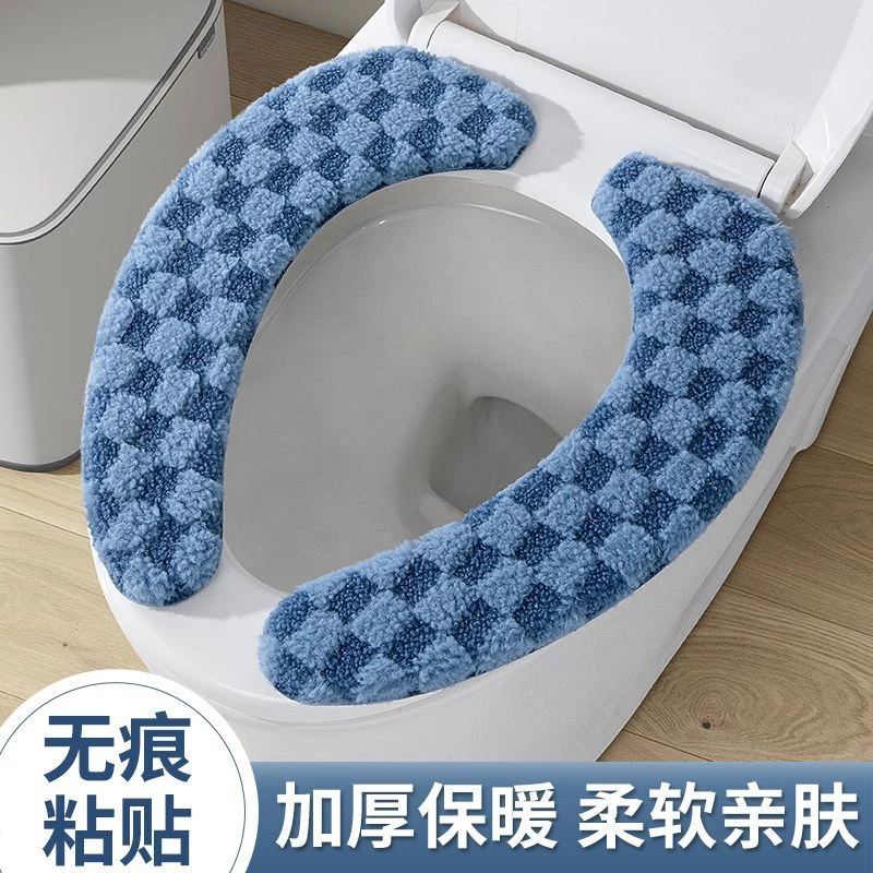 加绒马桶坐垫通用冬季秋冬粘贴家用防水垫子四季加厚吸附水洗毛绒