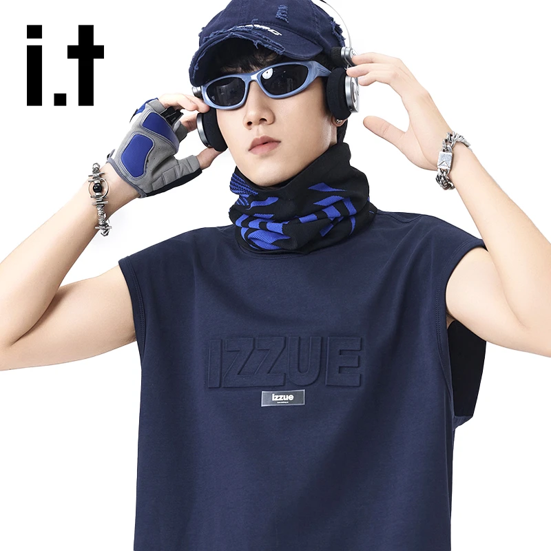 i.t izzue美式休闲纯棉坎肩背心男士夏季宽松运动百搭潮牌无袖T恤