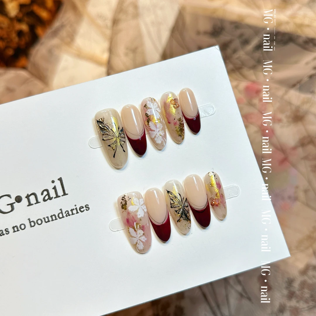 【朱砂痣•MG】纯手工手绘水彩穿戴甲