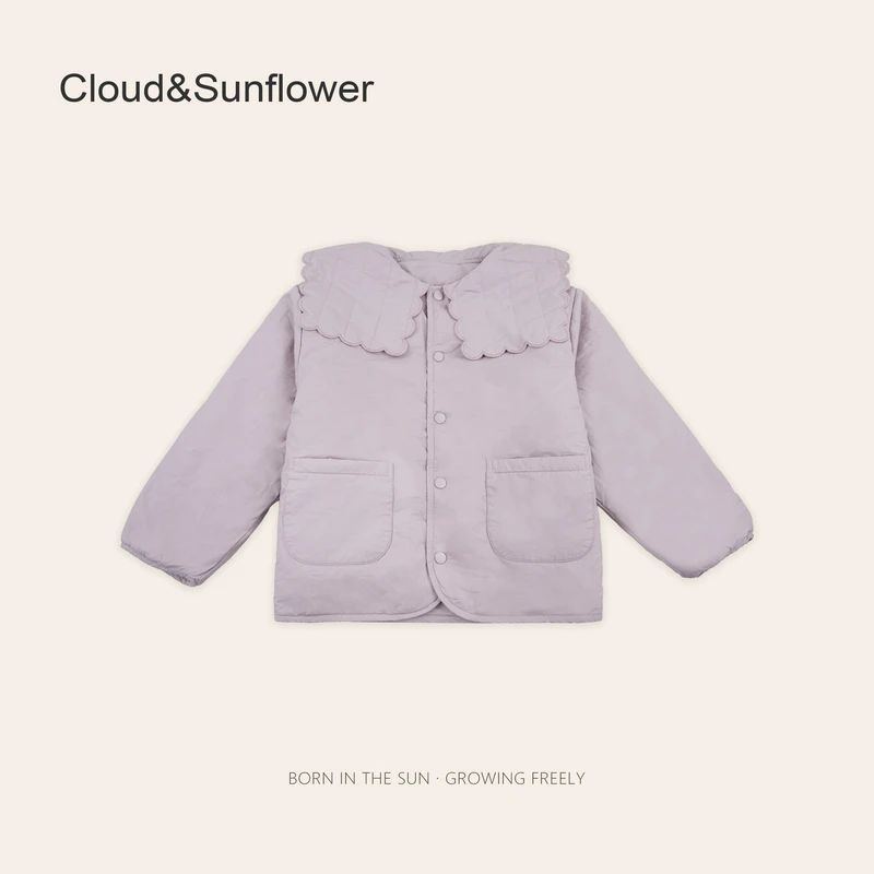 女童潮流洋气波浪大翻领双兜棉服外套1113157